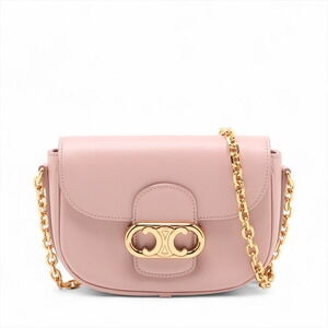 Celine Maillon Triomphe Leather Chain Shoulder Bag Pink